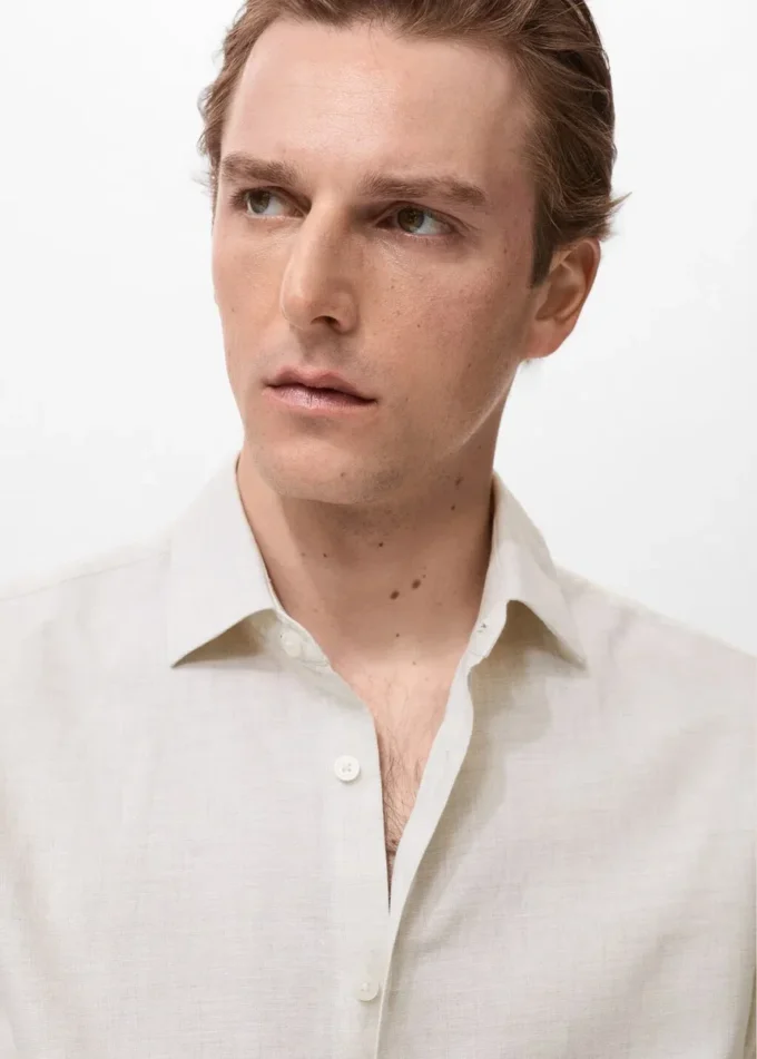 Chemise en coton et lin mélangés