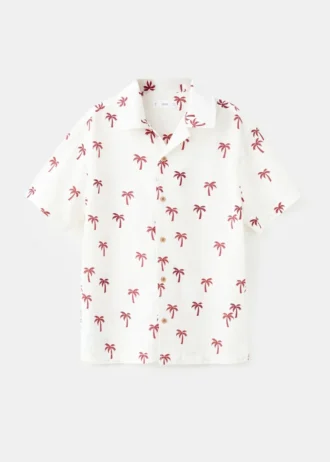 Chemise en coton à motif palmiers