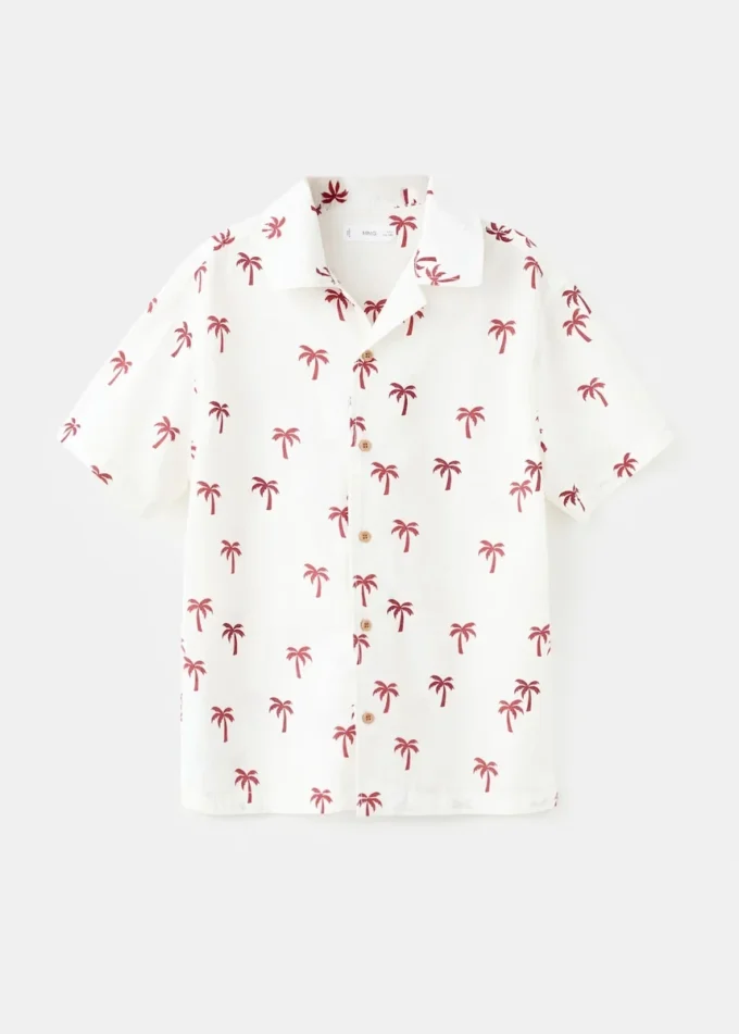 Chemise en coton à motif palmiers