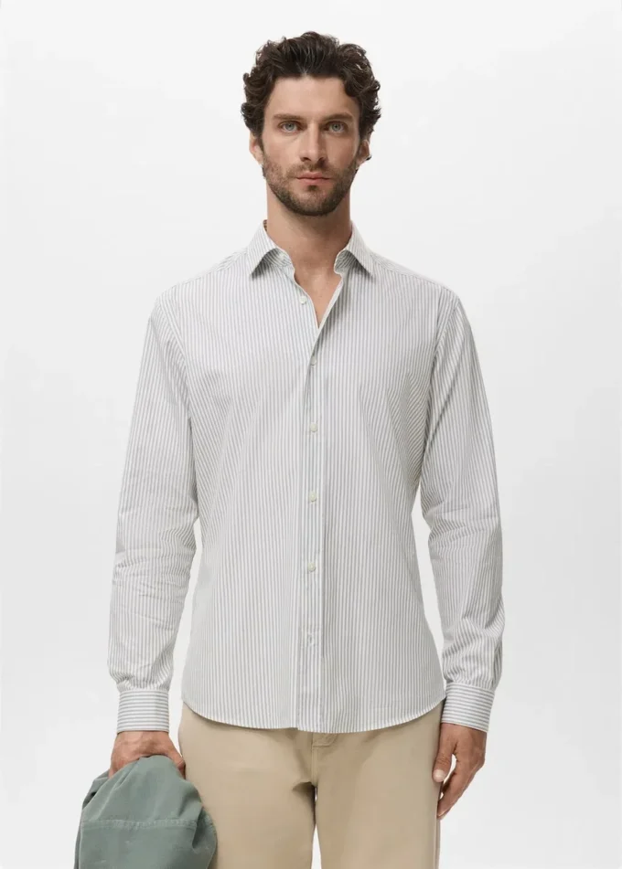 Chemise en coton rayée coupe classique