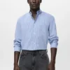 Chemise en coton rayée coupe classique