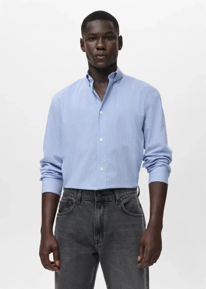Chemise en coton rayée coupe classique