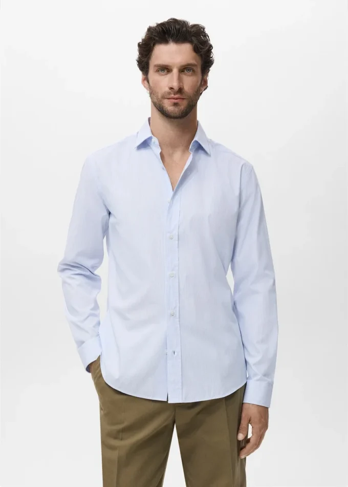 Chemise en coton rayée coupe classique