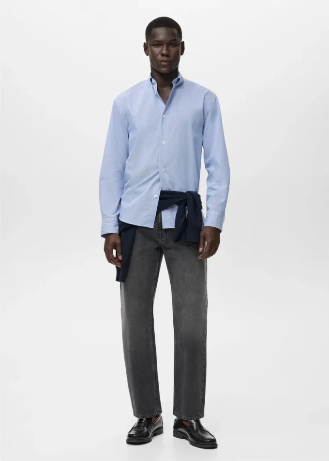 Chemise en coton rayée coupe classique