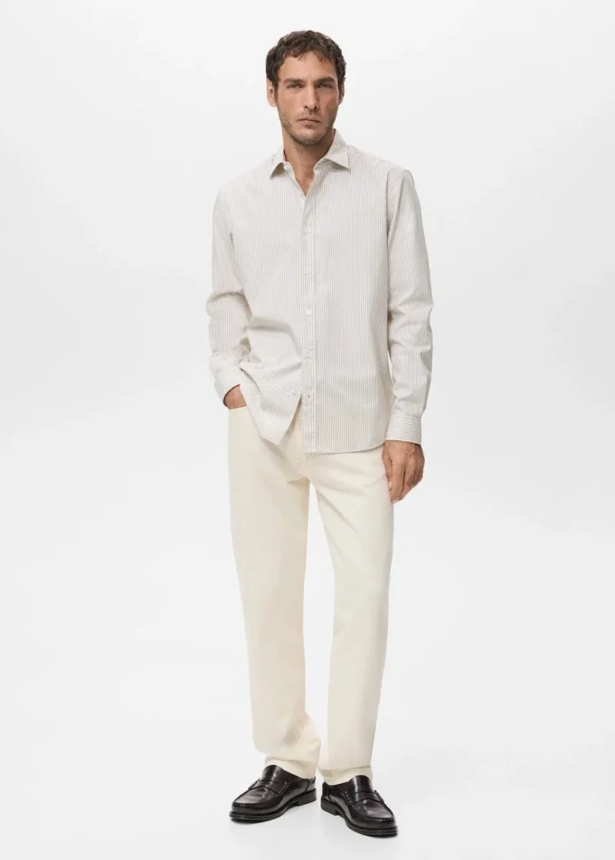 Chemise en coton rayée coupe classique