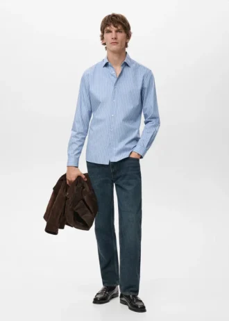 Chemise en coton rayée coupe classique