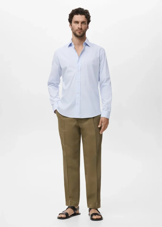 Chemise en coton rayée coupe classique