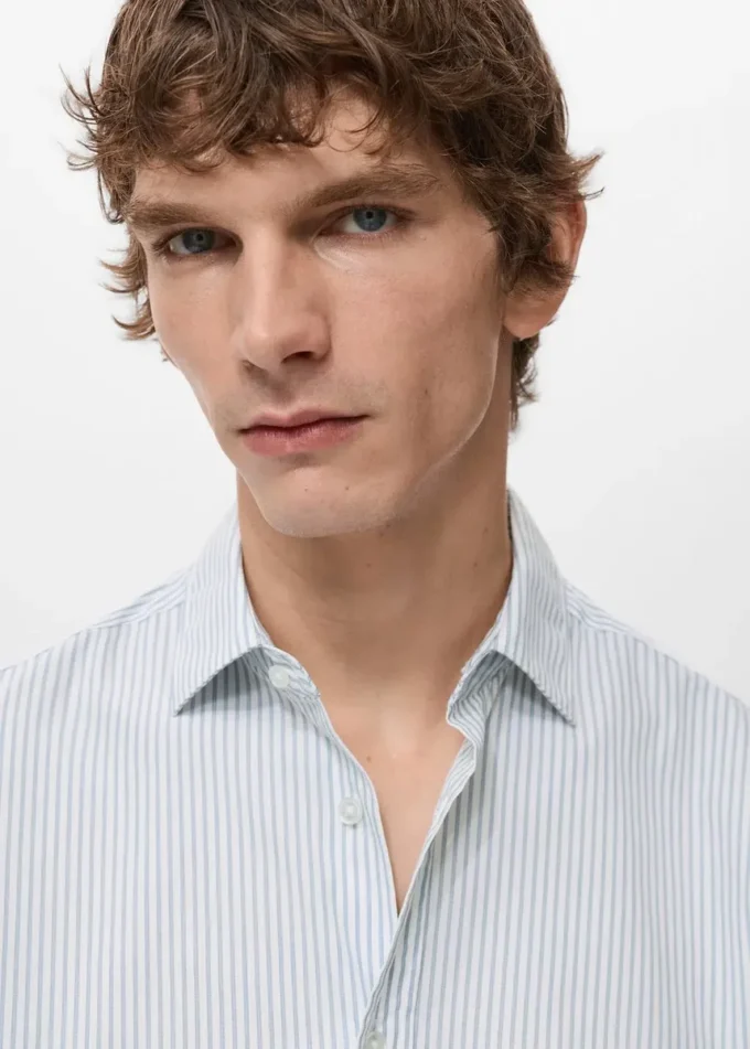Chemise en coton rayée coupe classique