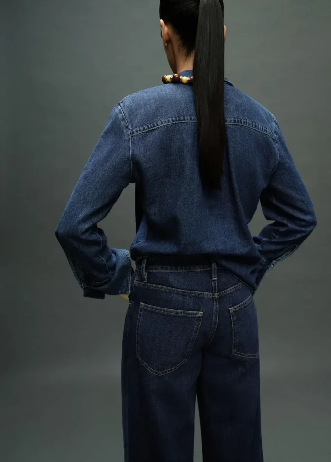 Chemise en denim avec nœud Chemise en denim avec nœud