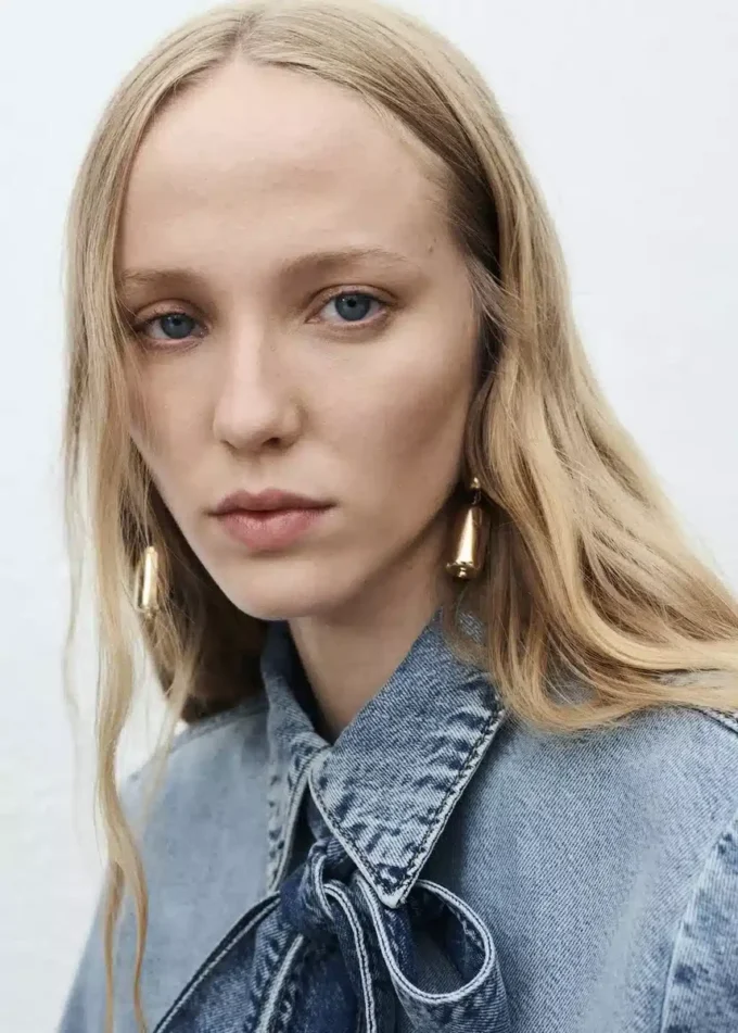 Chemise en denim avec nœud Chemise en denim avec nœud
