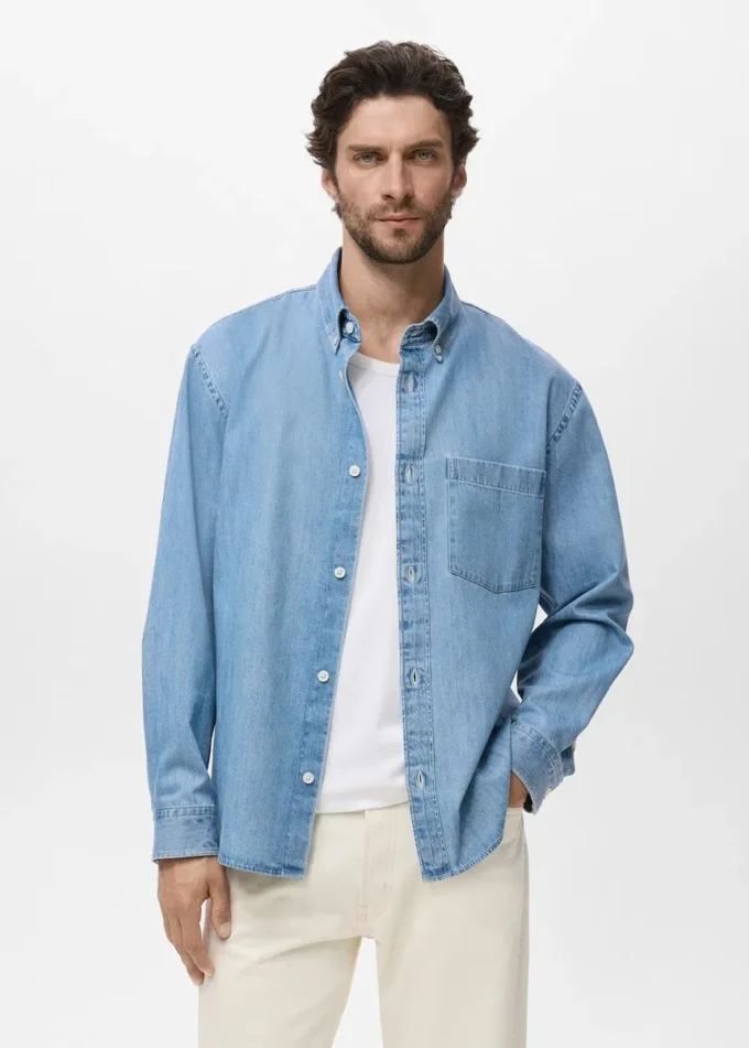 Chemise en denim avec poche Chemise en denim avec poche