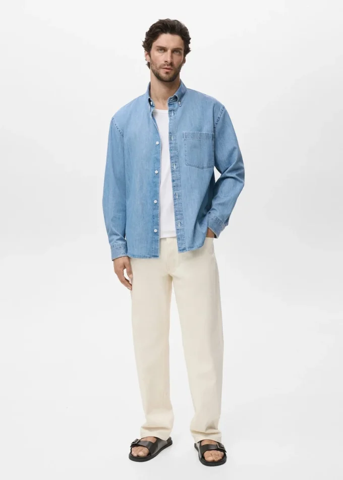 Chemise en denim avec poche Chemise en denim avec poche