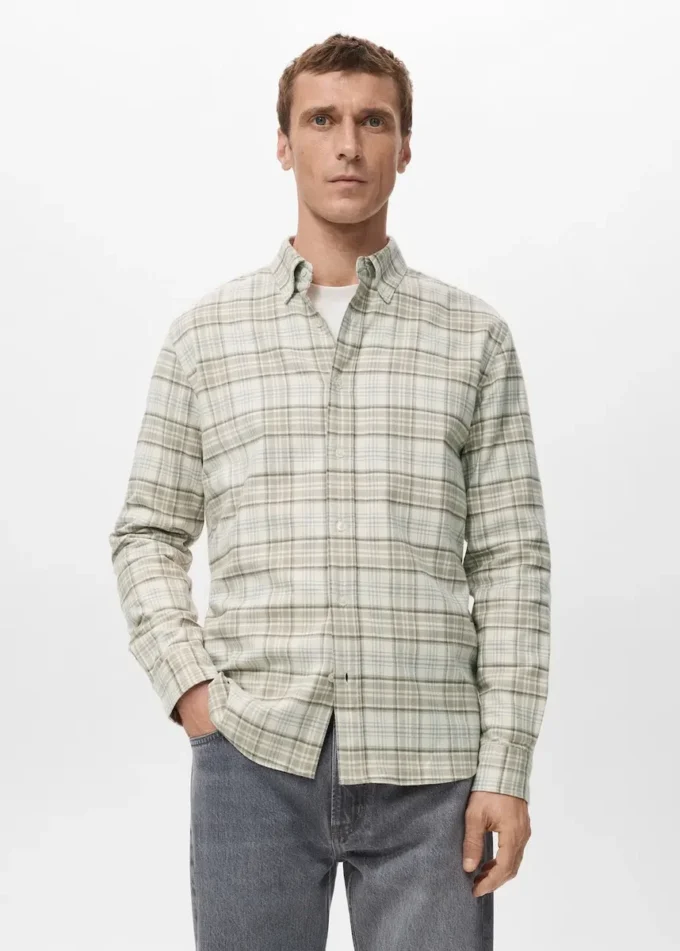 Chemise en flanelle à carreaux, coupe classique Chemise en flanelle à carreaux, coupe classique
