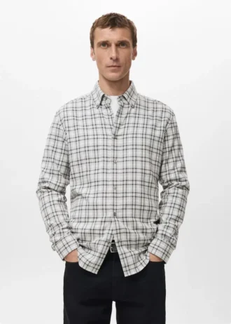 Chemise en flanelle à carreaux coupe classique