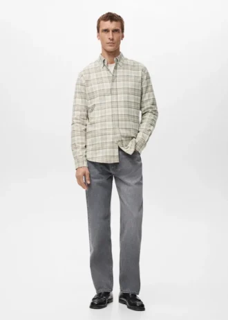Chemise en flanelle à carreaux, coupe classique