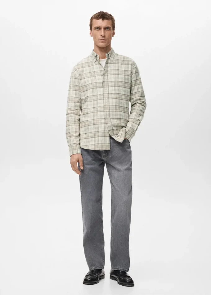 Chemise en flanelle à carreaux, coupe classique Chemise en flanelle à carreaux, coupe classique