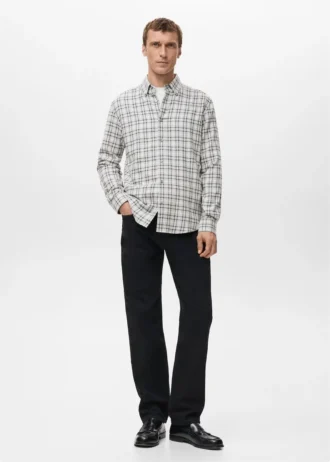 Chemise en flanelle à carreaux coupe classique