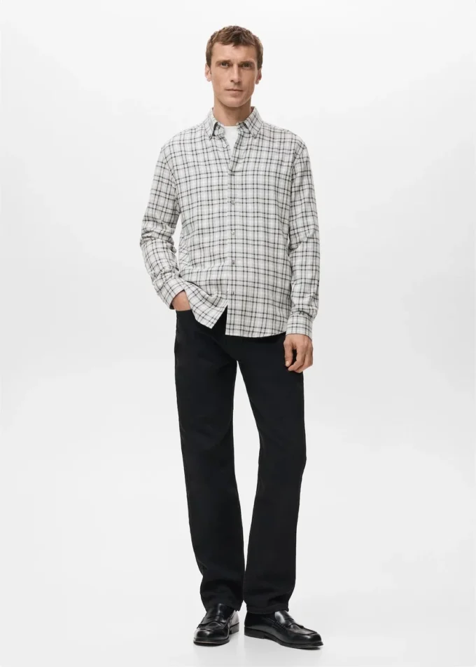Chemise en flanelle à carreaux coupe classique