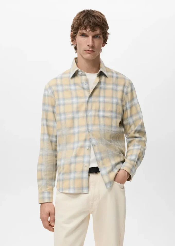 Chemise en flanelle de coton à carreaux Chemise en flanelle de coton à carreaux