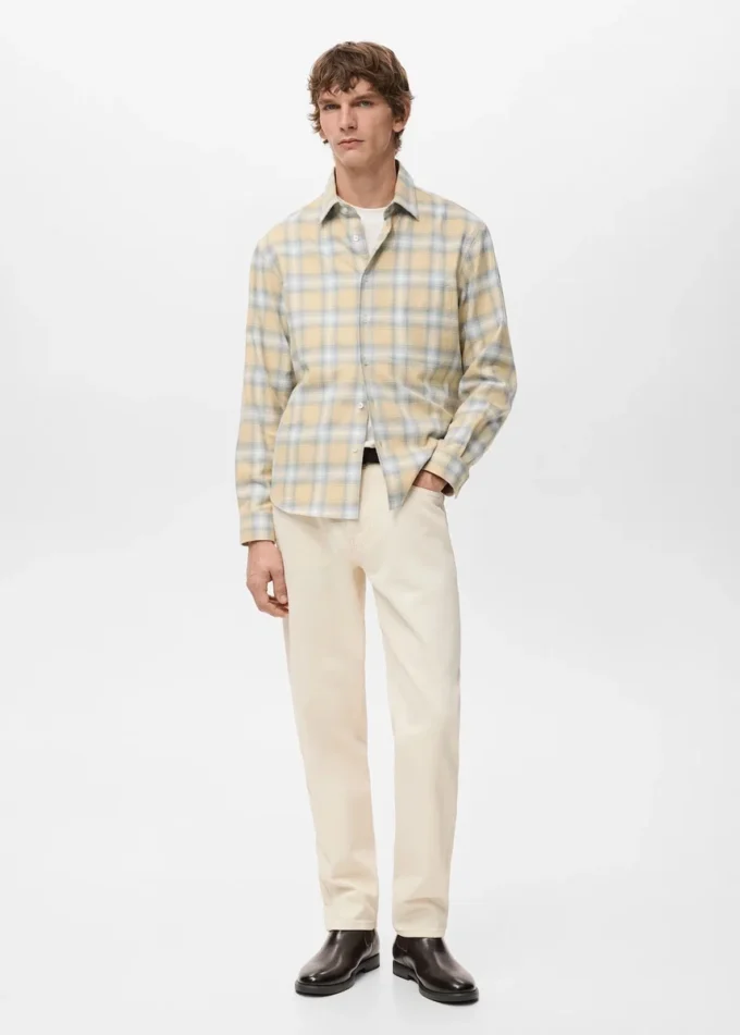 Chemise en flanelle de coton à carreaux Chemise en flanelle de coton à carreaux