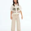 Chemise en lin brodée de fleurs