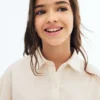 Chemise en lin brodée de fleurs
