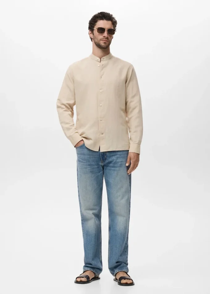 Chemise en lin à col mao