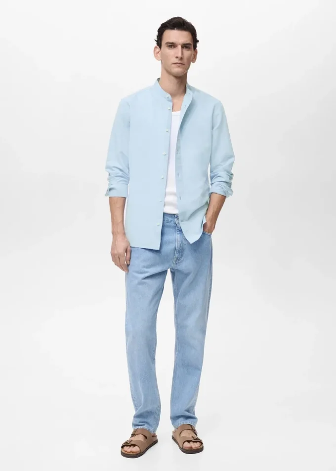 Chemise en lin à col mao