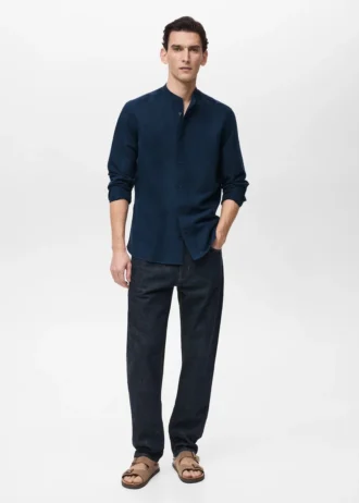 Chemise en lin à col mao Chemise en lin à col mao