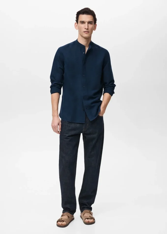 Chemise en lin à col mao