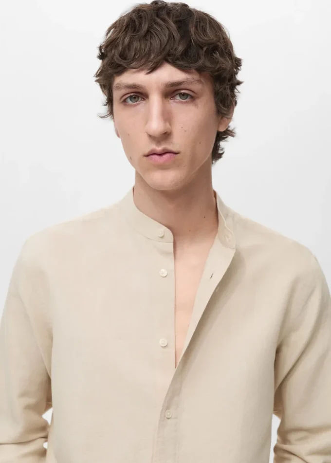 Chemise en lin à col mao