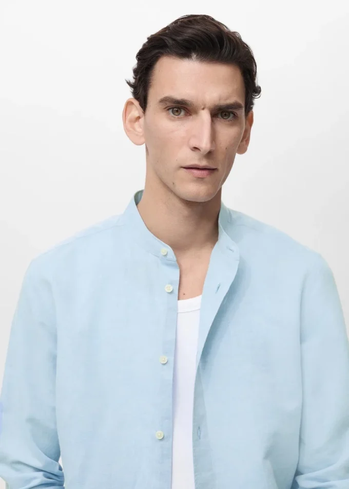 Chemise en lin à col mao