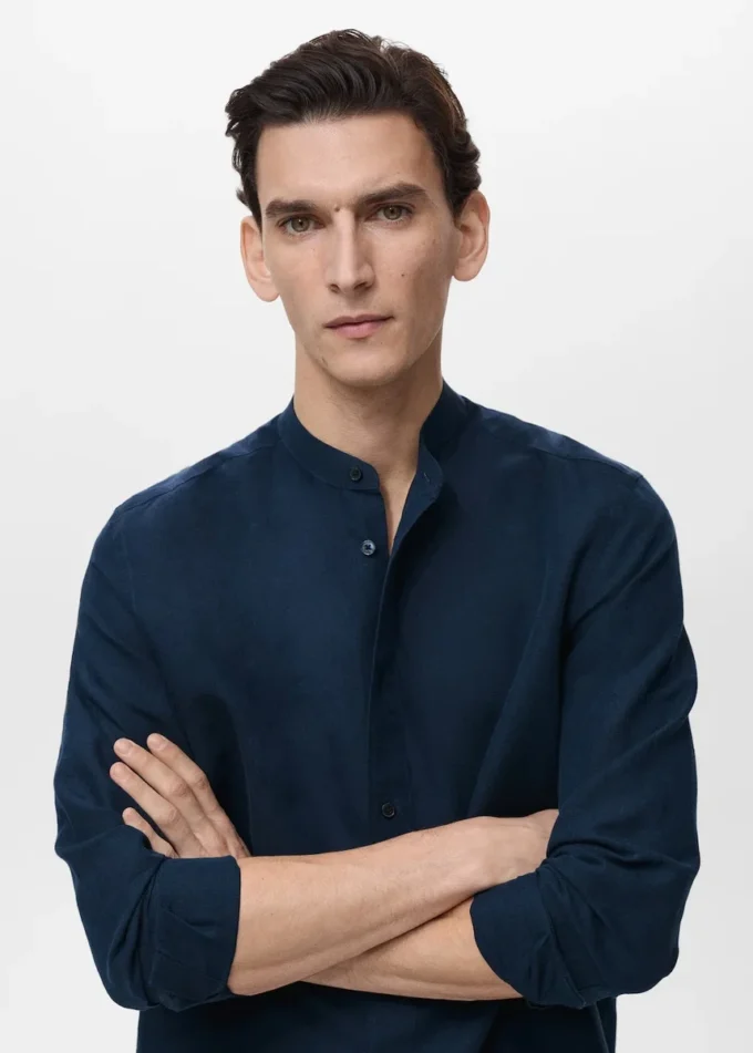 Chemise en lin à col mao
