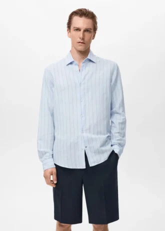 Chemise en lin à fines rayures