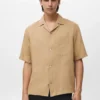 Chemise en lin mélangé à coupe classique