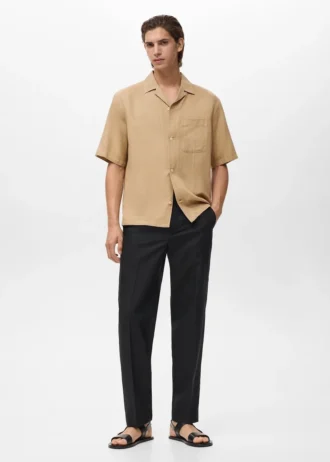 Chemise en lin mélangé à coupe classique Chemise en lin mélangé à coupe classique