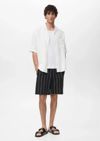 Chemise en lin mélangé à coupe classique Chemise en lin mélangé à coupe classique