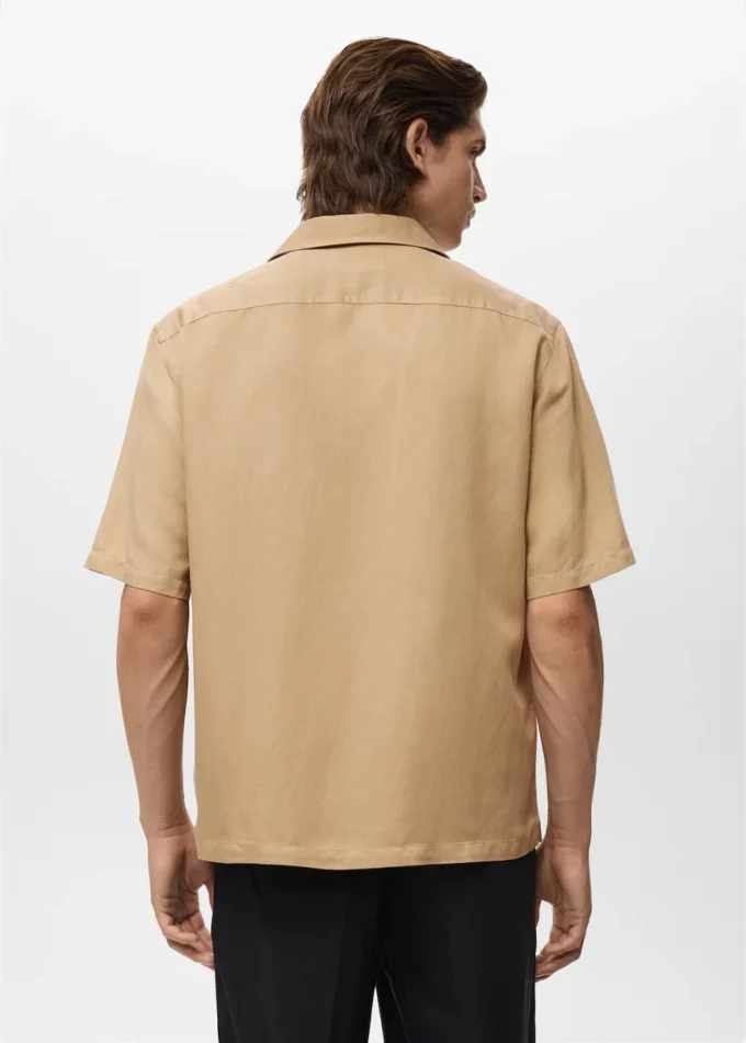 Chemise en lin mélangé à coupe classique