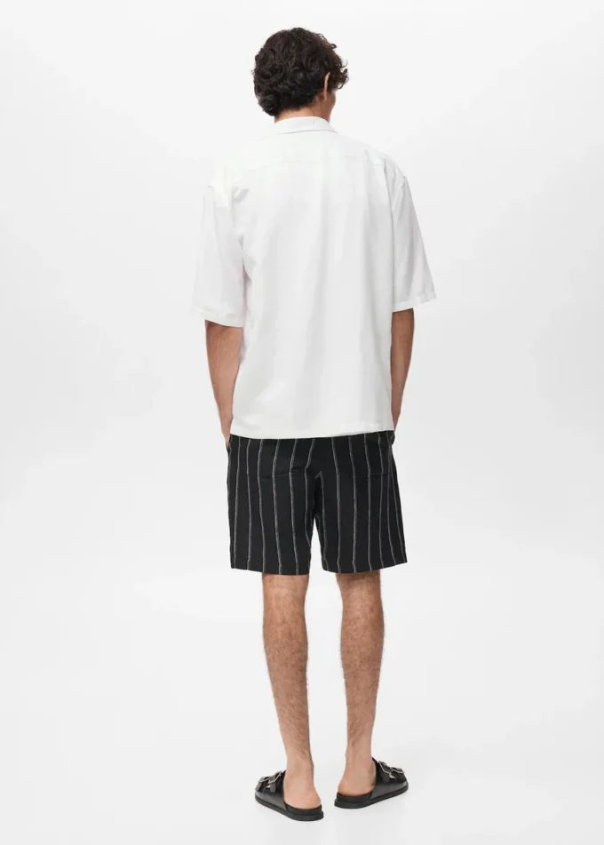 Chemise en lin mélangé à coupe classique