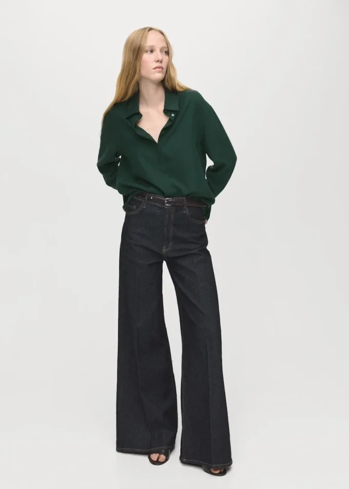 Chemise en lyocell avec boutons cachés