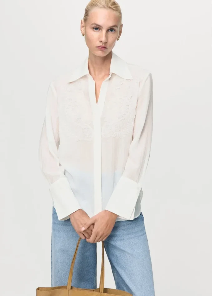 Chemise en lyocell avec empiècements