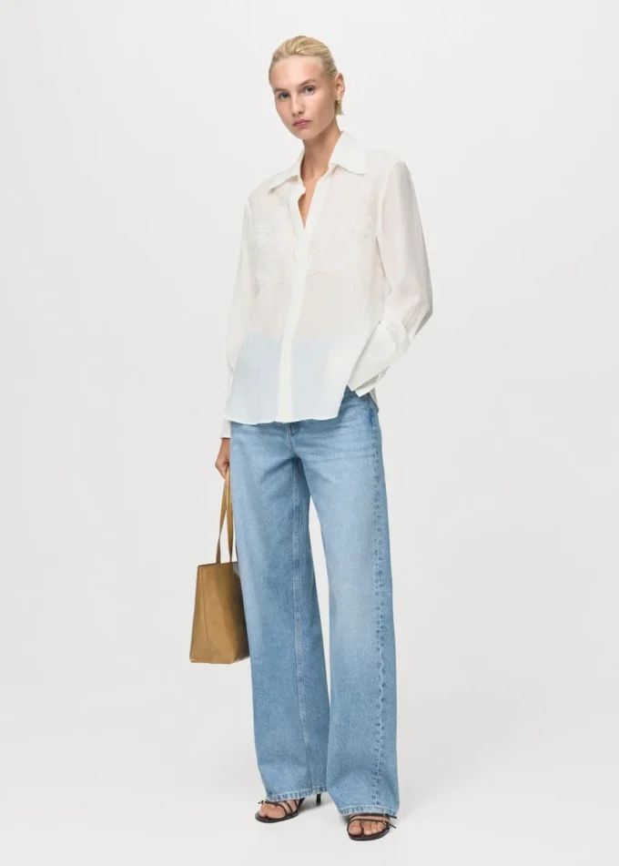 Chemise en lyocell avec empiècements