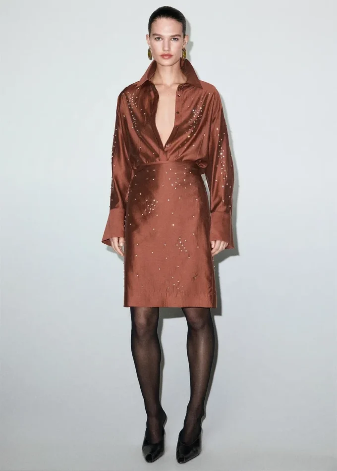 Chemise en lyocell avec strass
