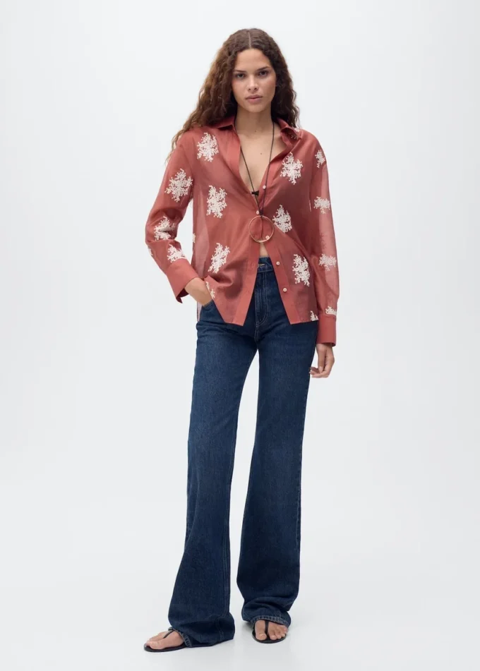 Chemise en lyocell brodée