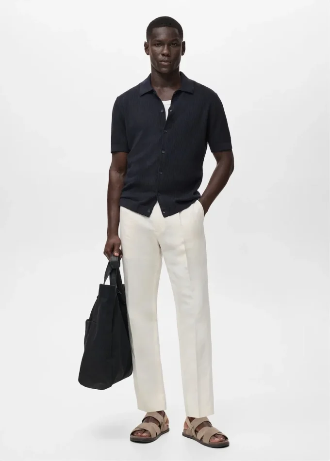 Chemise en maille côtelée
