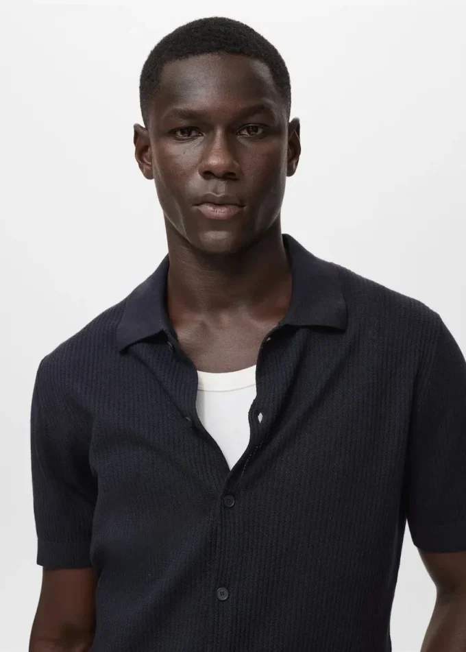 Chemise en maille côtelée