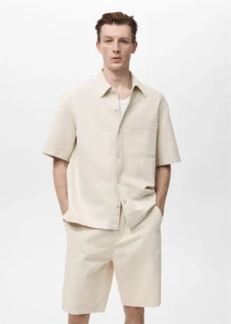 Chemise en mélange lin-coton