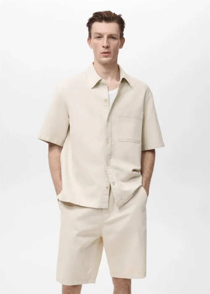 Chemise en mélange lin-coton