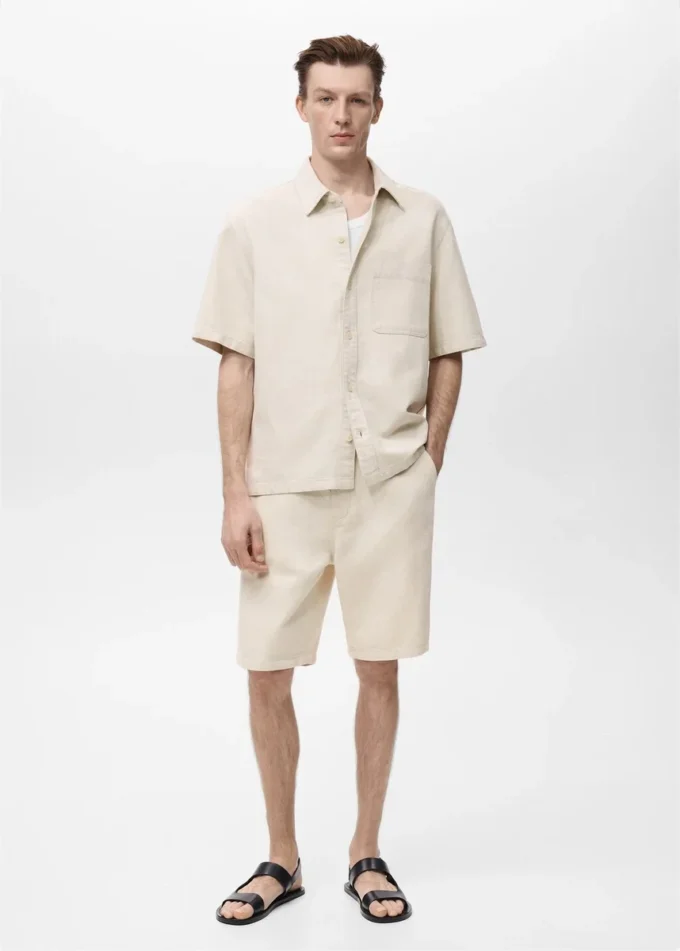 Chemise en mélange lin-coton