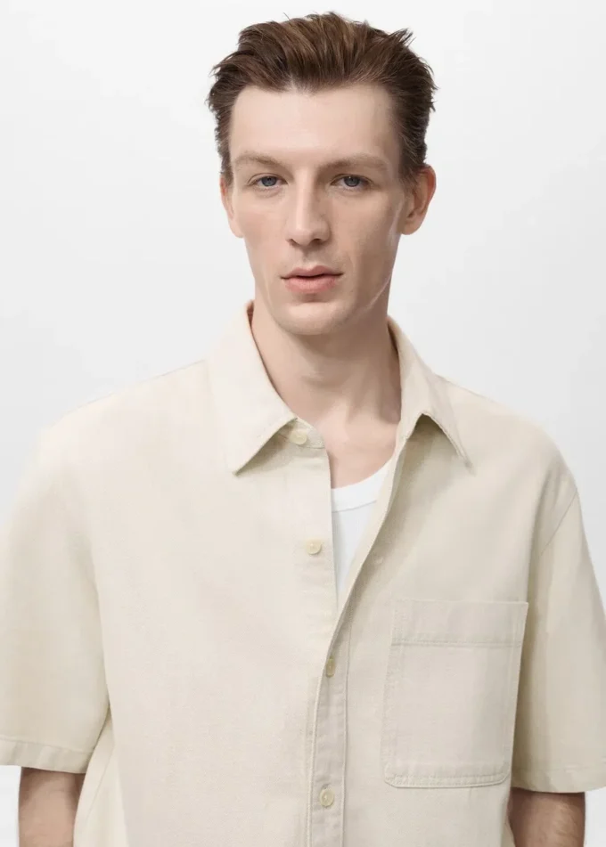 Chemise en mélange lin-coton